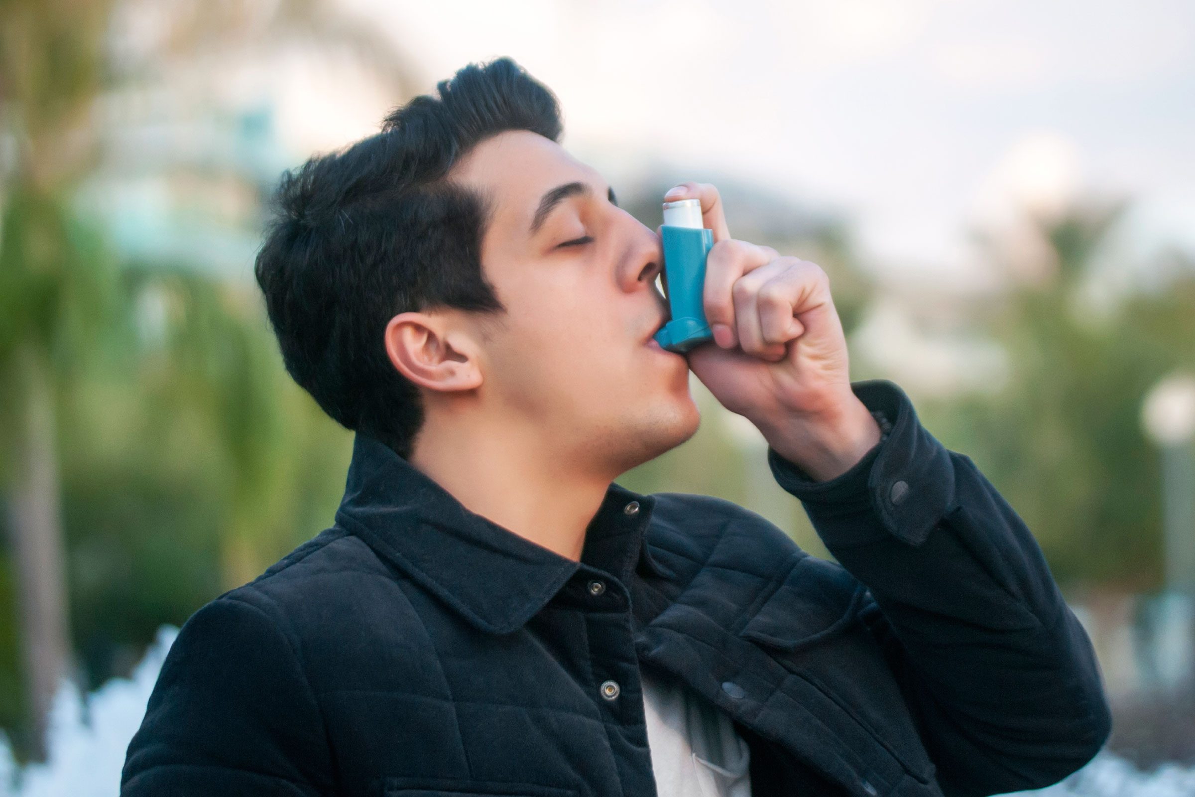 man using inhaler