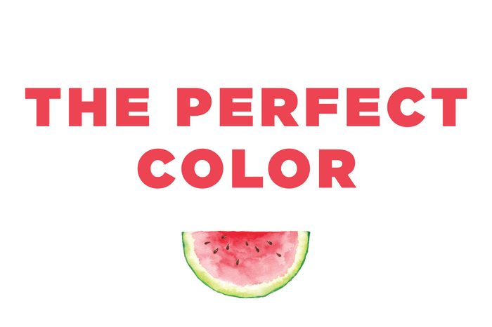 Illustration of a watermelon slice with the text: "the perfect color."