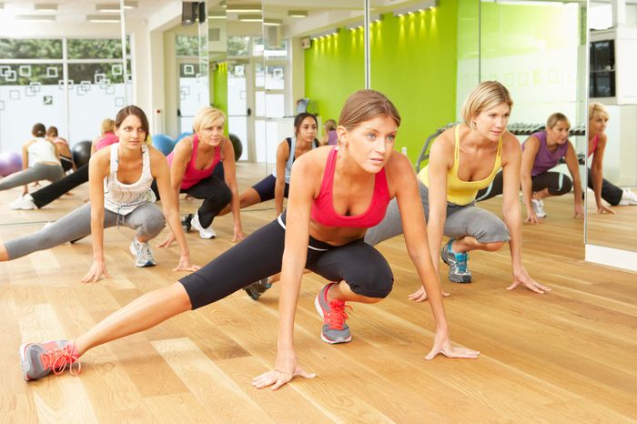 stretching before exercise class