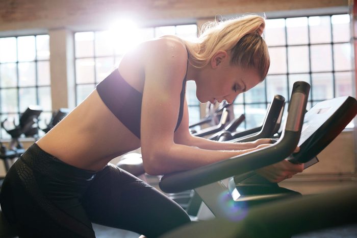 woman on exercise machine