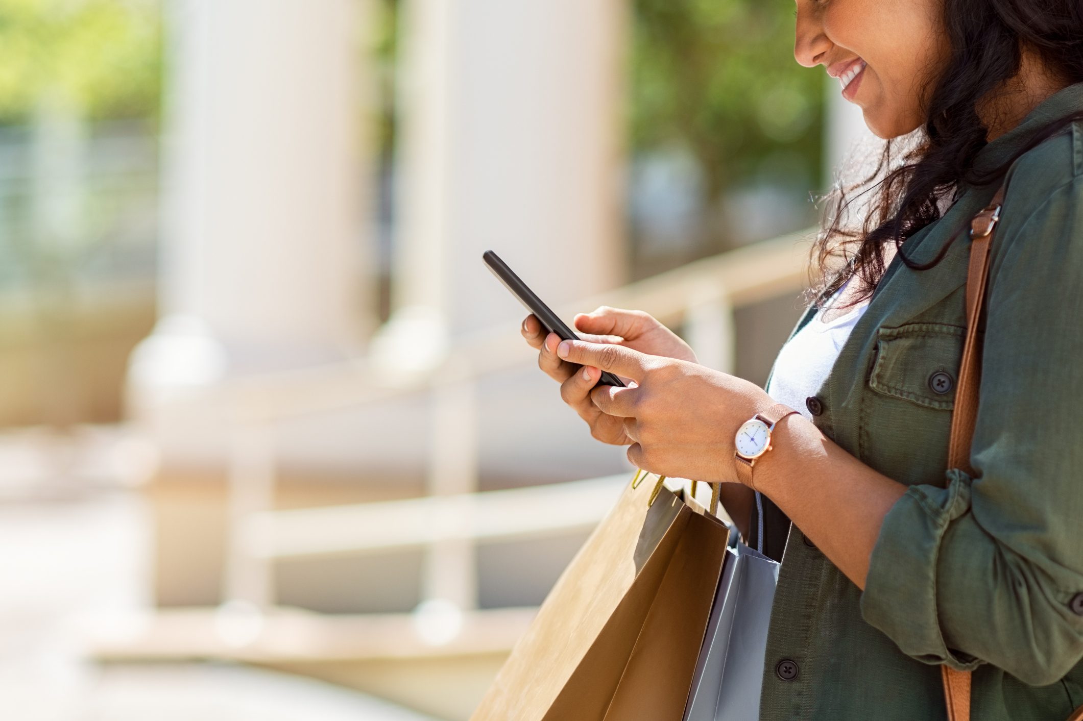 woman texting on phone