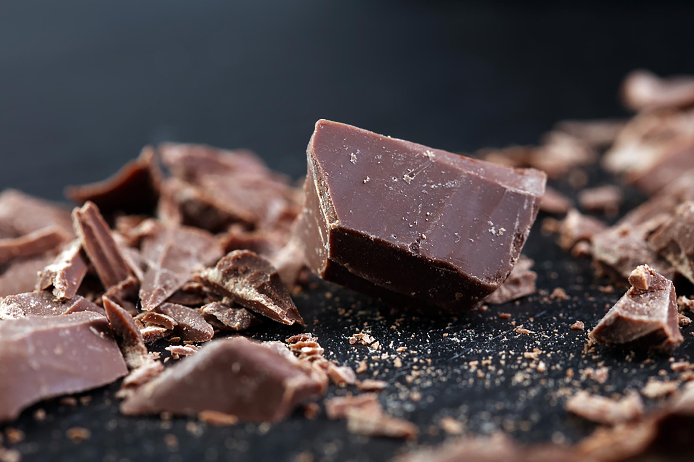 dark chocolate chunks and shavings 