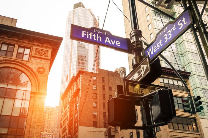 NYC street sign, 5th avenue and west 33rd street