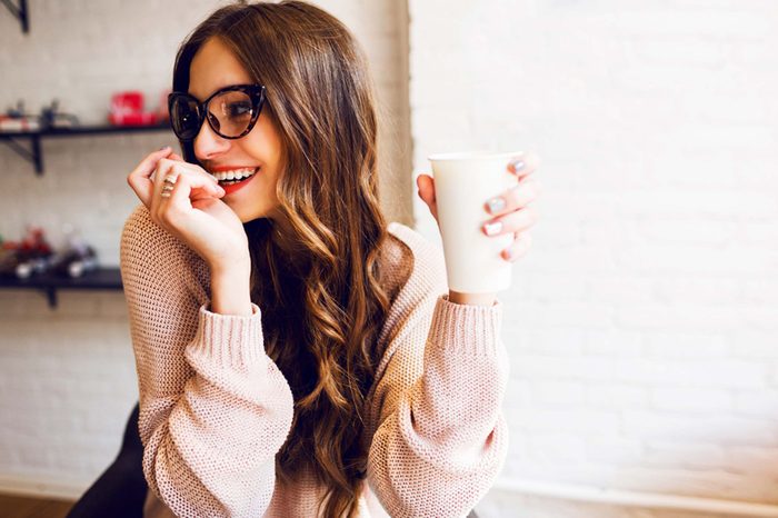 attractive woman with a cup of coffee