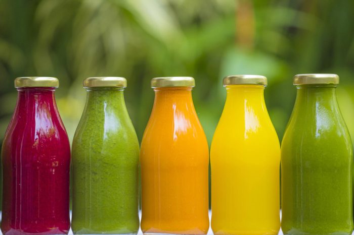 bottles of juice or smoothie