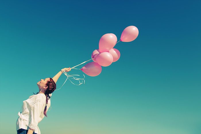 balloons woman optimistic