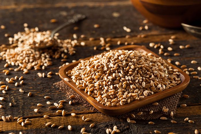 farro in a wooden bowl