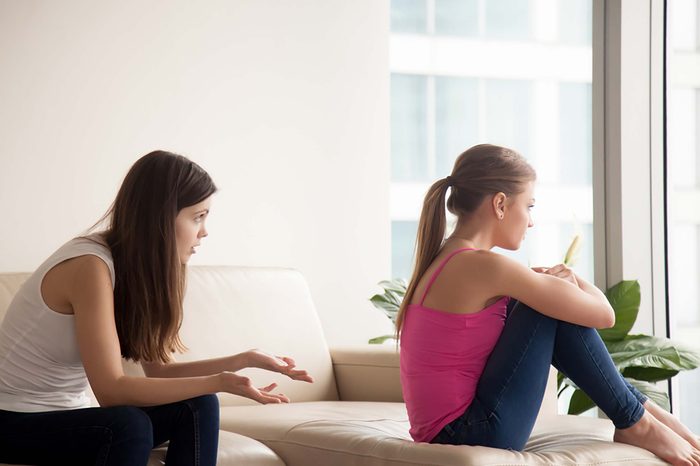 friends having tense conversation