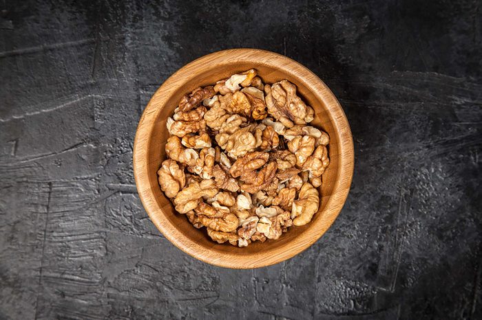 walnuts in a wooden bowl