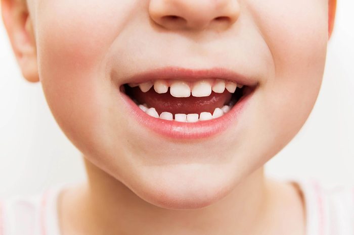 up close shot of young child smiling