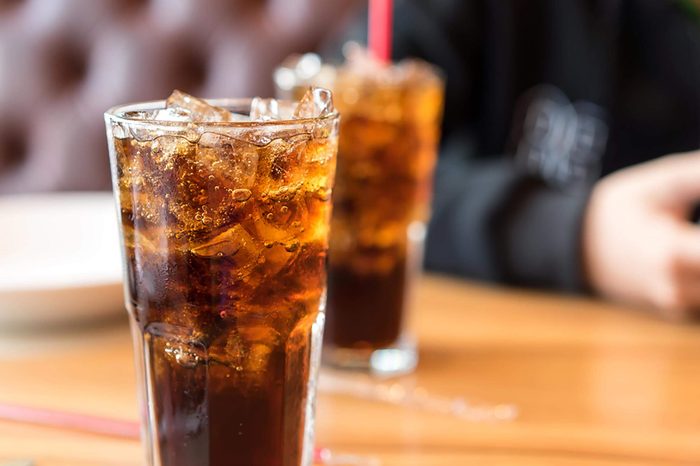 Soda in tall glasses with ice