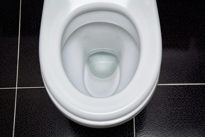 open white toilet top view