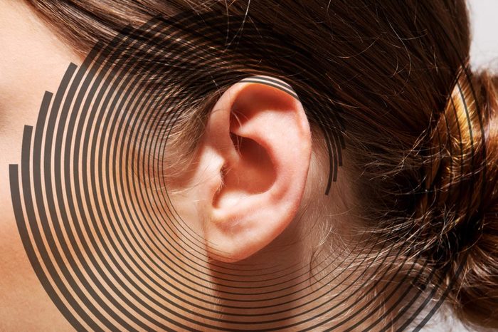 close up of a person's ear