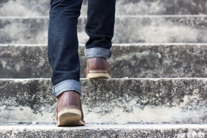 Man climbing stairs.