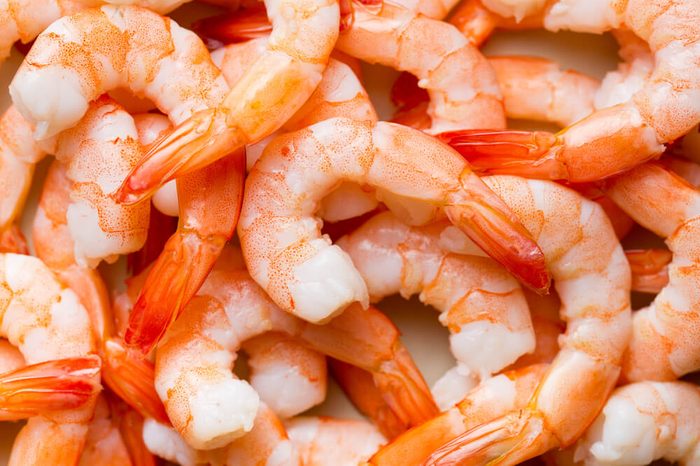 Top view of tasty prawns.