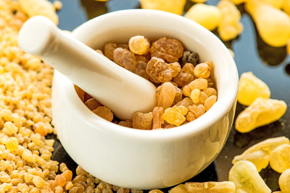 Frankincense, incense with mortar