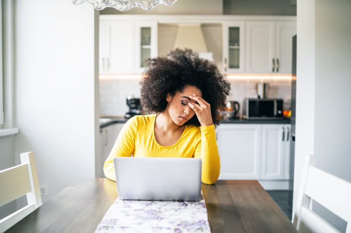 woman losing focus trying to work