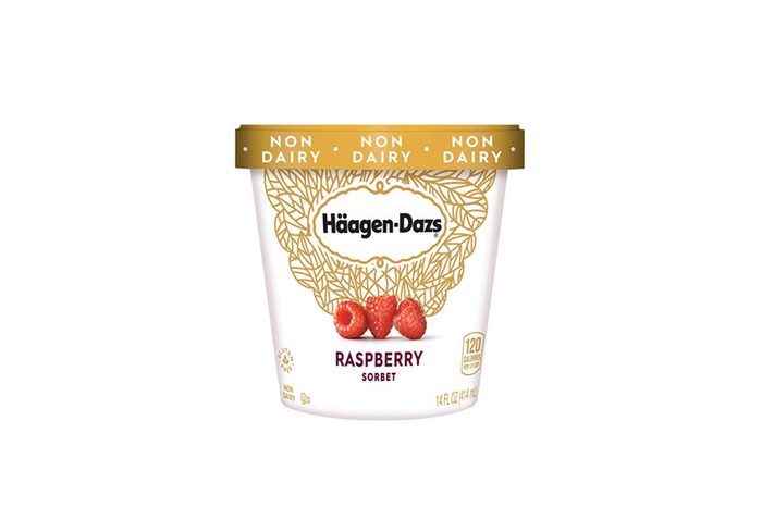 carton of Haagen-Dazs raspberry sorbet