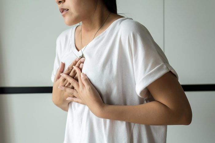 woman with chest pain