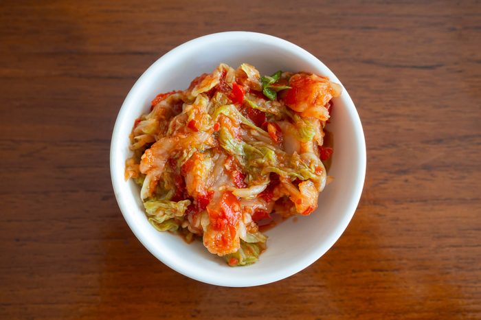 Kimchi, the most famous Korean traditional food. It's a basic Korean side dish made of vegetables with a variety of seasonings.