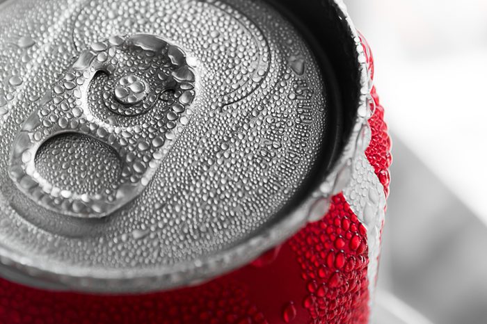 Water droplets on soda cans for background