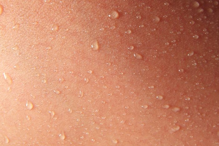 closeup of skin sweat perspiration