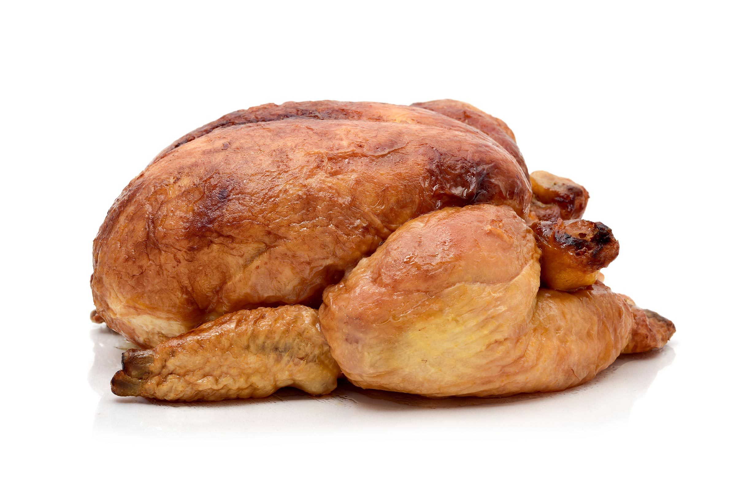 a roast turkey or a roast chicken on a white background