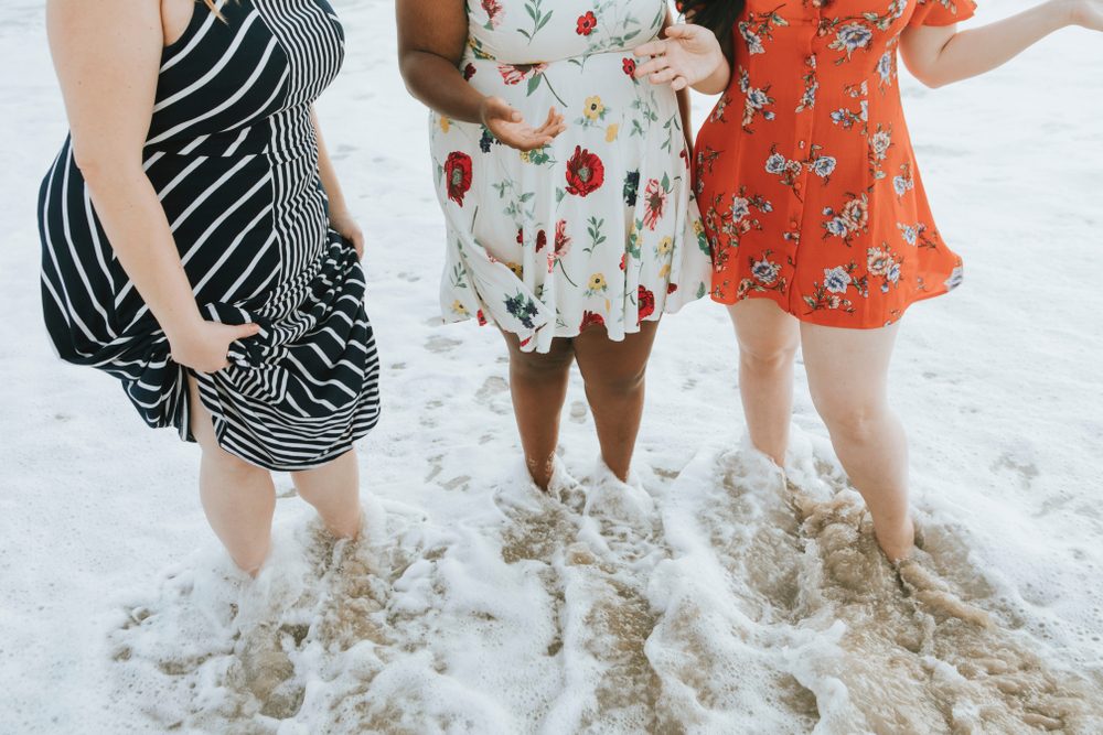 Curvy women at the beach