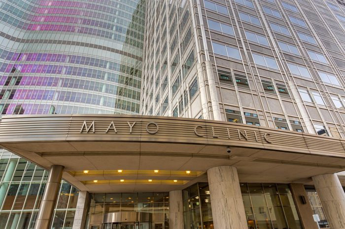 ROCHESTER, MN/USA - JANUARY 19, 2015: Mayo Clinic entrance and sign. The Mayo Clinic is a nonprofit medical practice and medical research group based in Rochester, Minnesota.