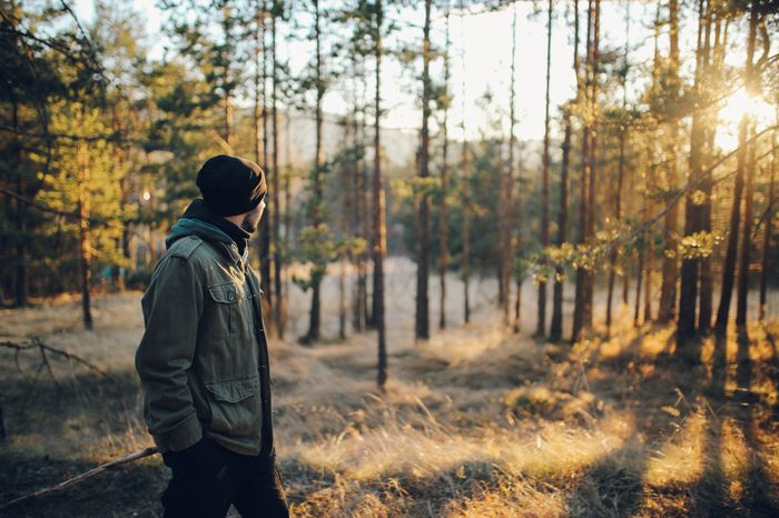 man taking a peaceful walk