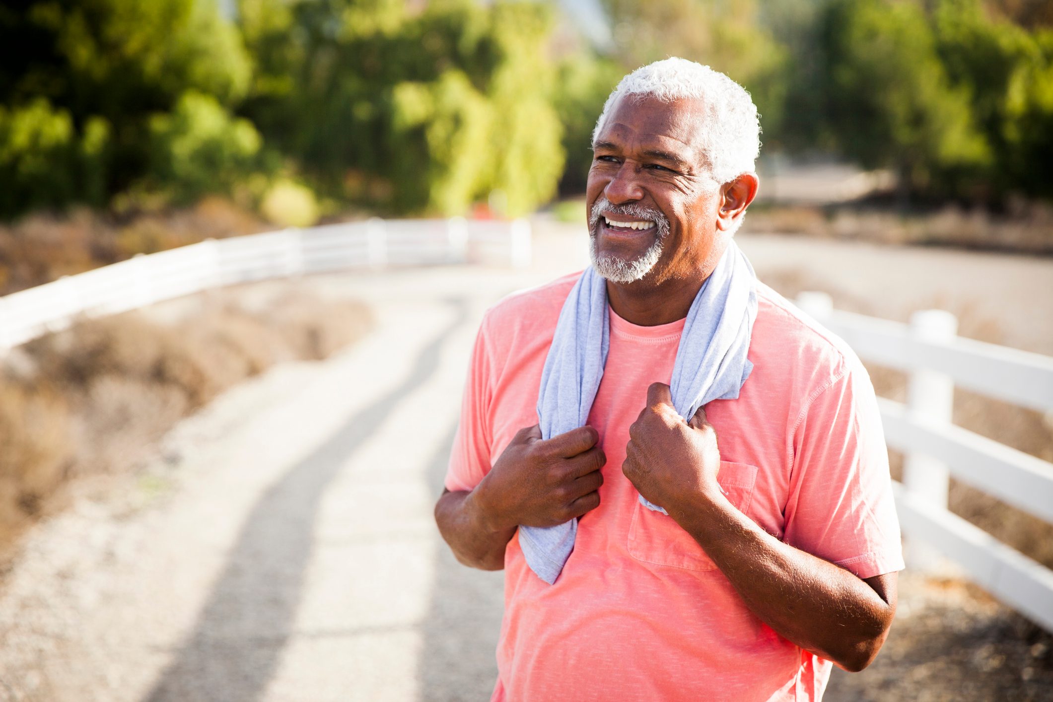 senior man working out outside