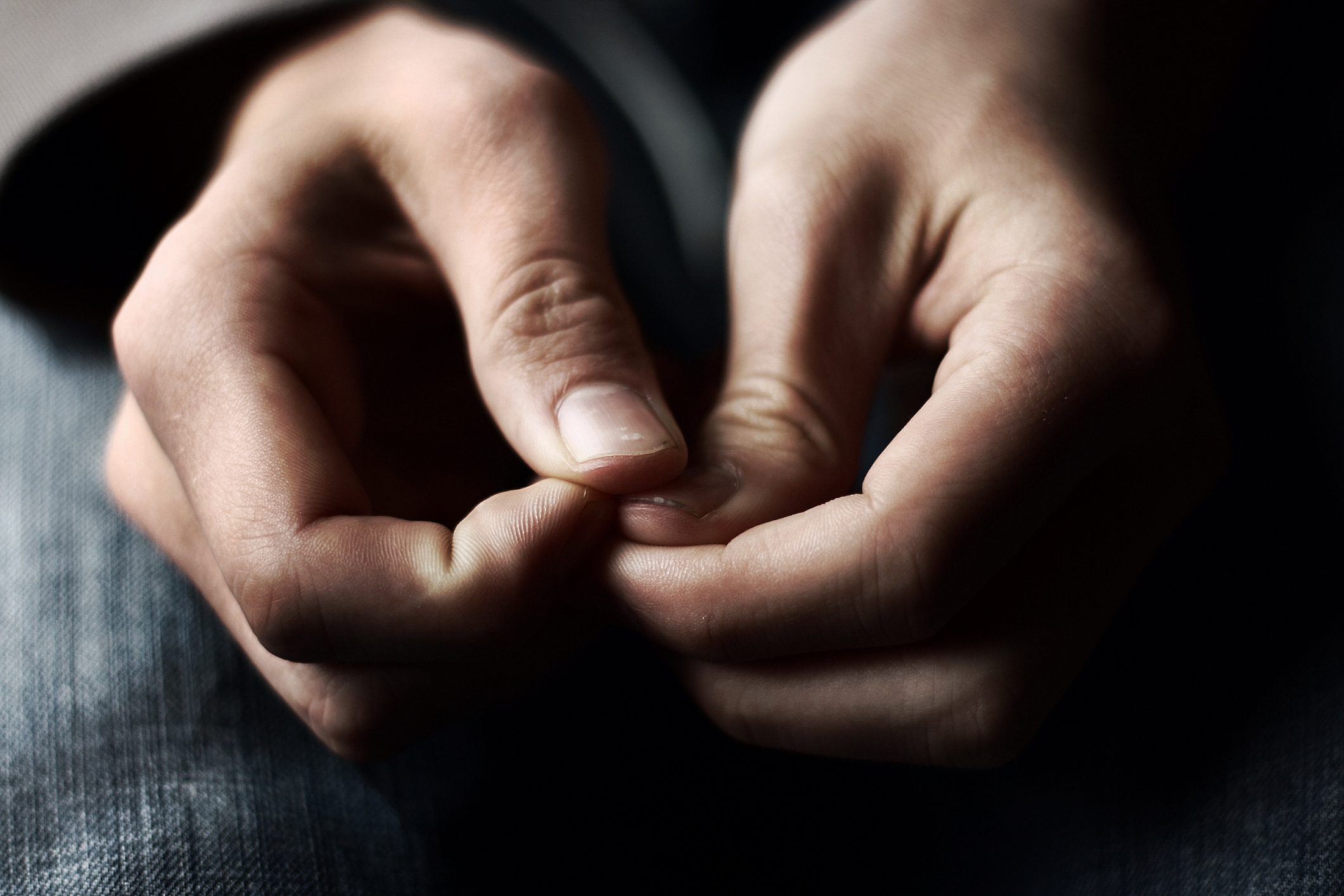 Close-Up Of anxious Hands