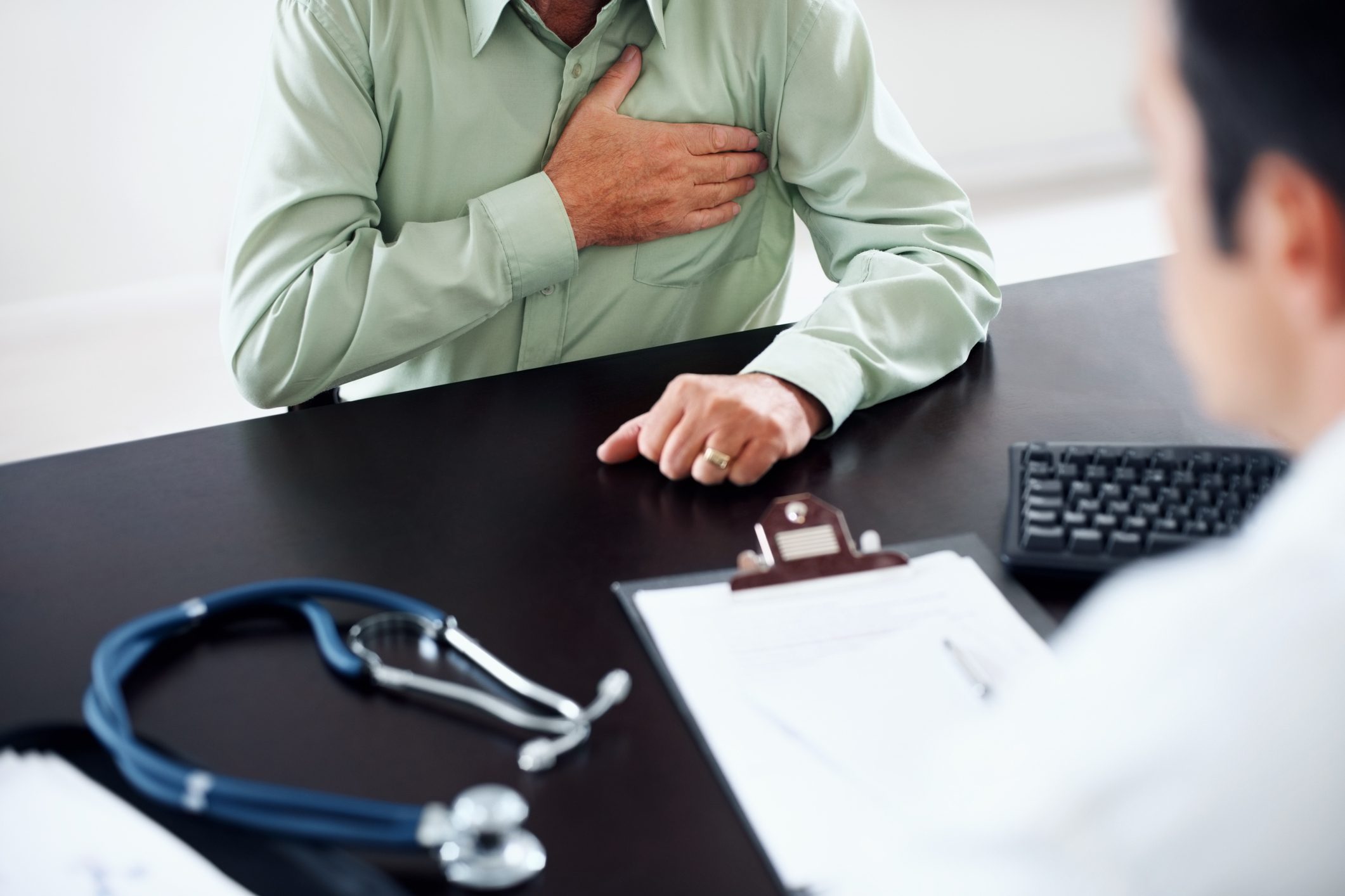 Old man at a routine medical checkup