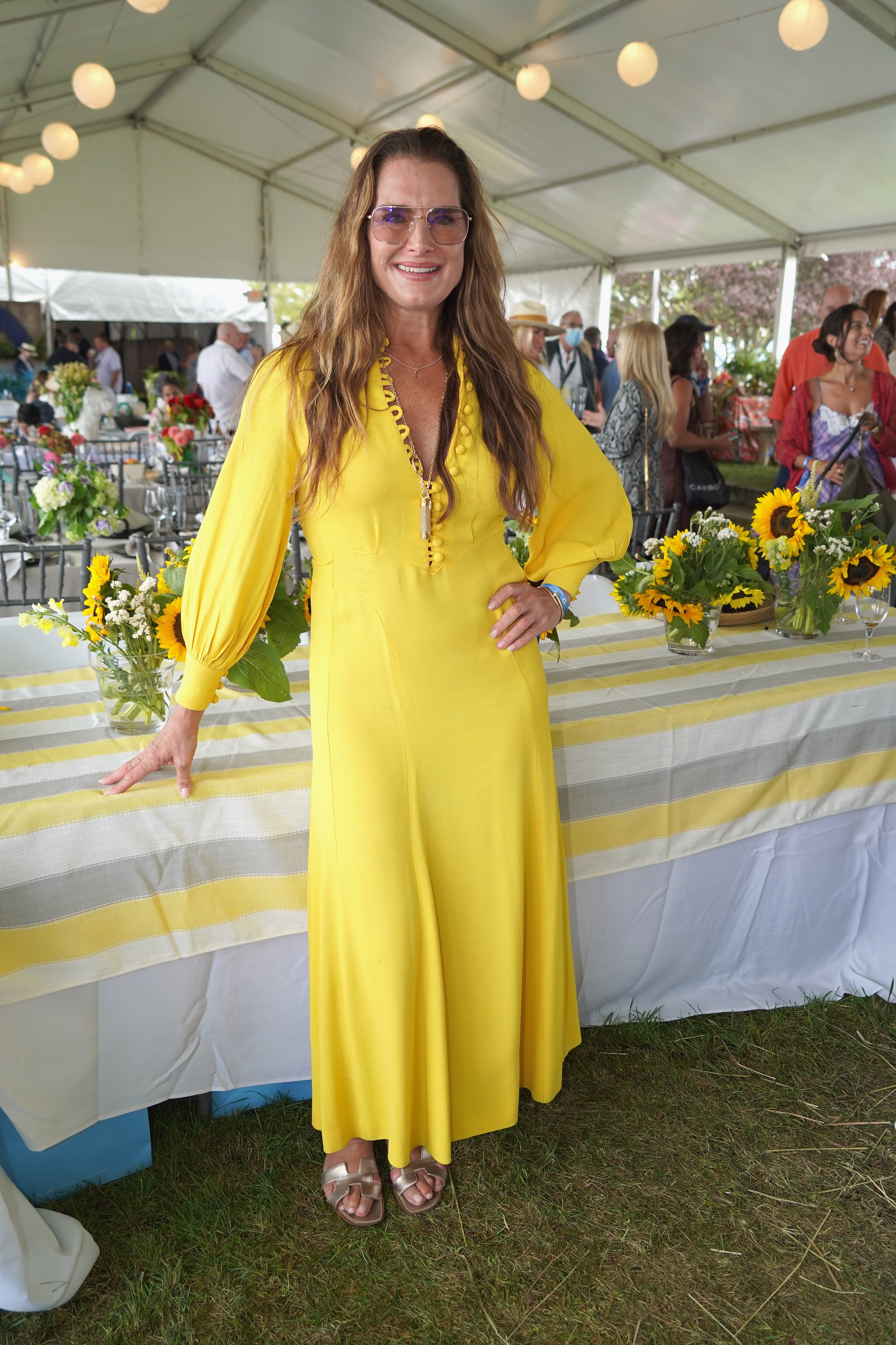 Brooke Shields attends the 2021 Hampton Classic Grand Prix on September 05, 2021 in Bridgehampton, New York.