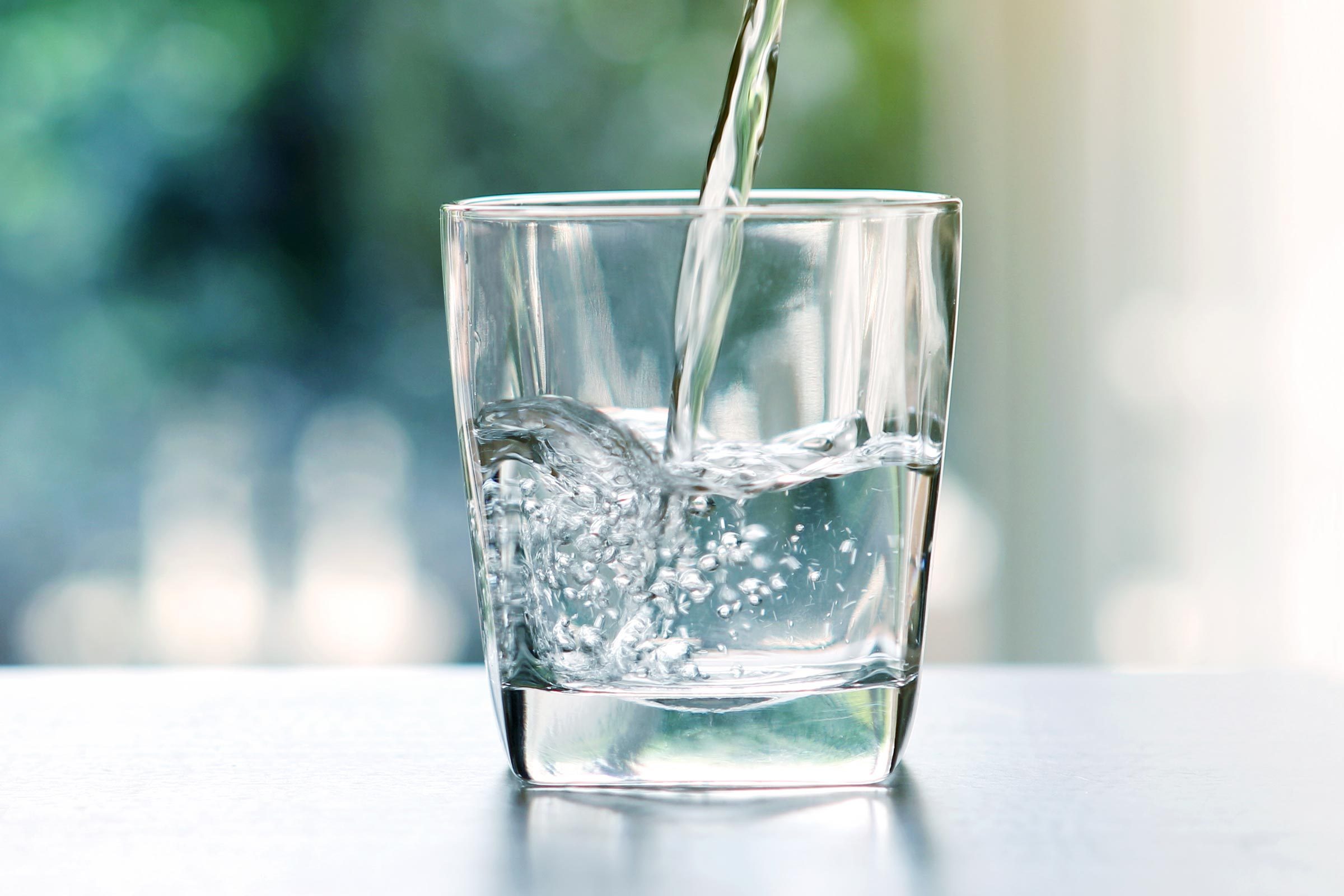 water being poured into a glass