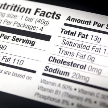 A nutritional label, close-up