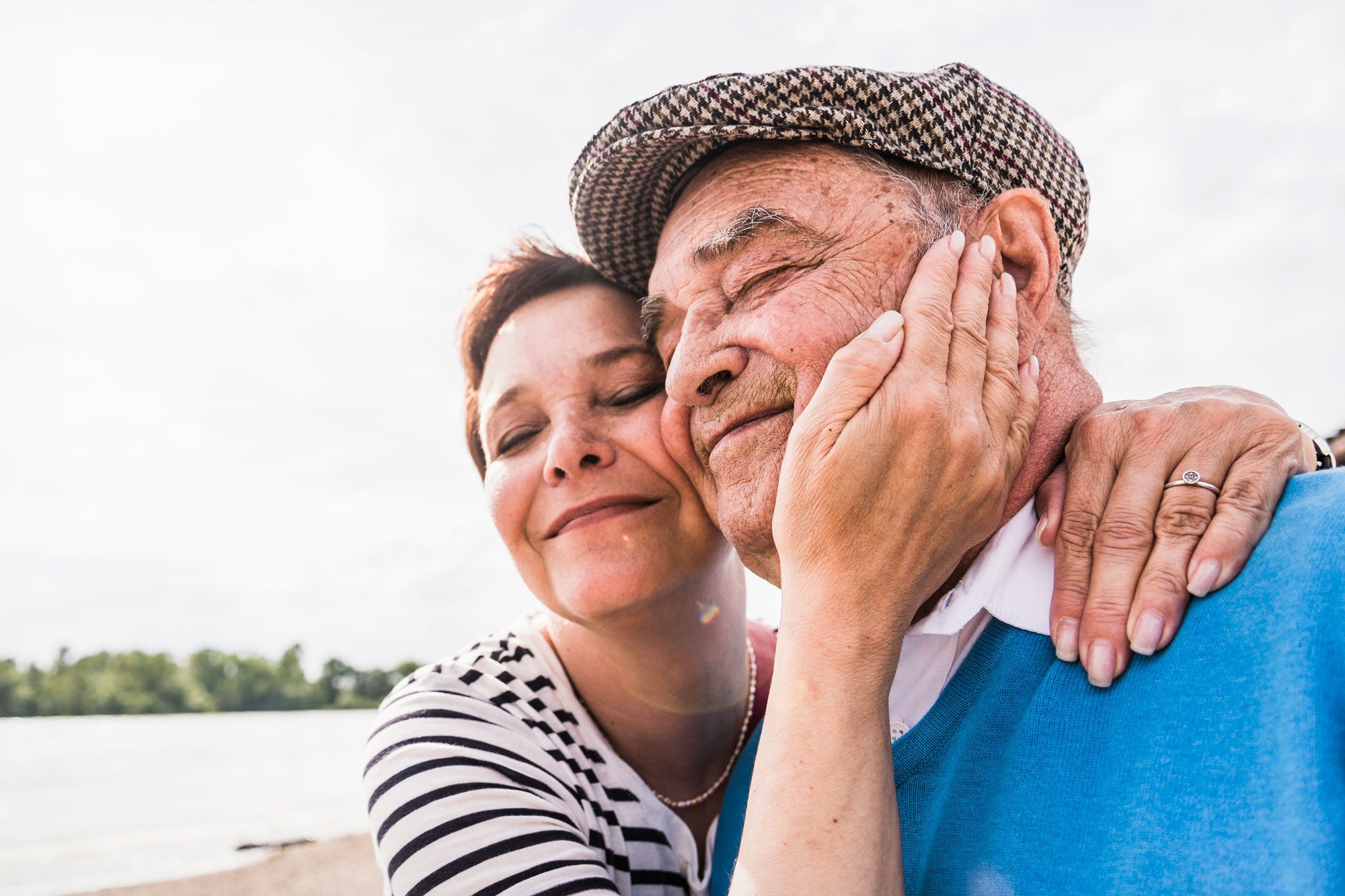 Dementia Diagnosed Senior Man And His Daughter Head To Head